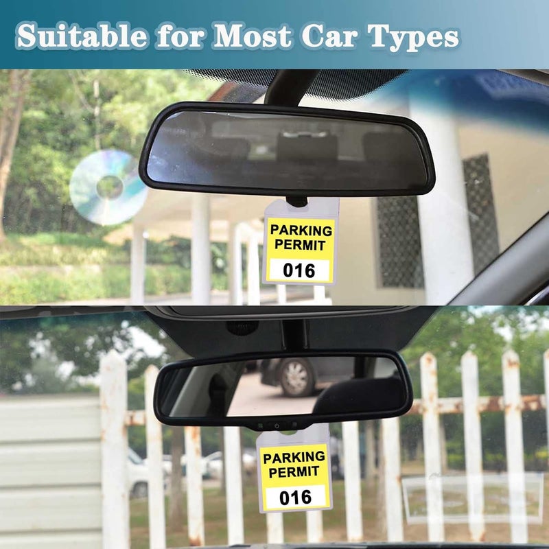 PUSNMI Clear Parking Permit Holder, Car Vertical Parking Lot Pass Rear View Mirror Hanger Vehicle Parking Pass Hang Tag Holder for Car Passes, Permits - 5PCS+1PCS Hang Tag - Image 4